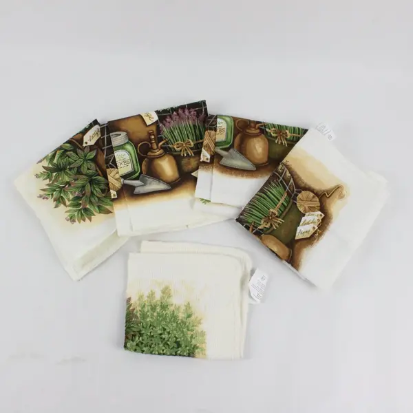 Walmart MPN WMCL3-M 5 Pc Garden Tea Towel Set 4 Towels 1 Dish Cloth