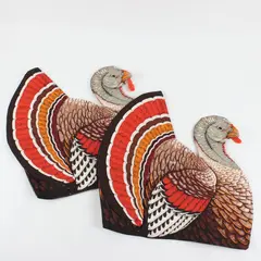 Set of 2 Thanksgiving Turkey-Shaped Seasonal Holiday Placemats 15"