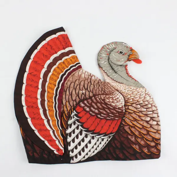 Set of 2 Thanksgiving Turkey-Shaped Seasonal Holiday Placemats 15"
