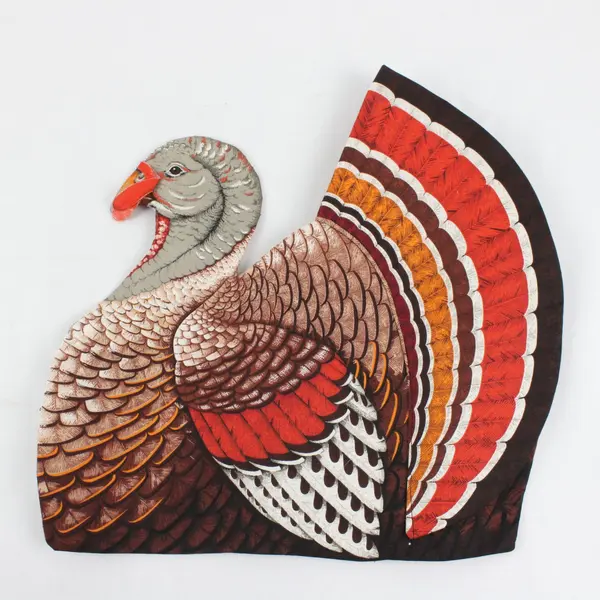 Set of 2 Thanksgiving Turkey-Shaped Seasonal Holiday Placemats 15"