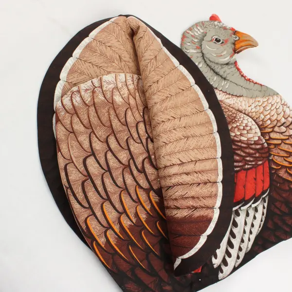 Set of 2 Thanksgiving Turkey-Shaped Seasonal Holiday Placemats 15"