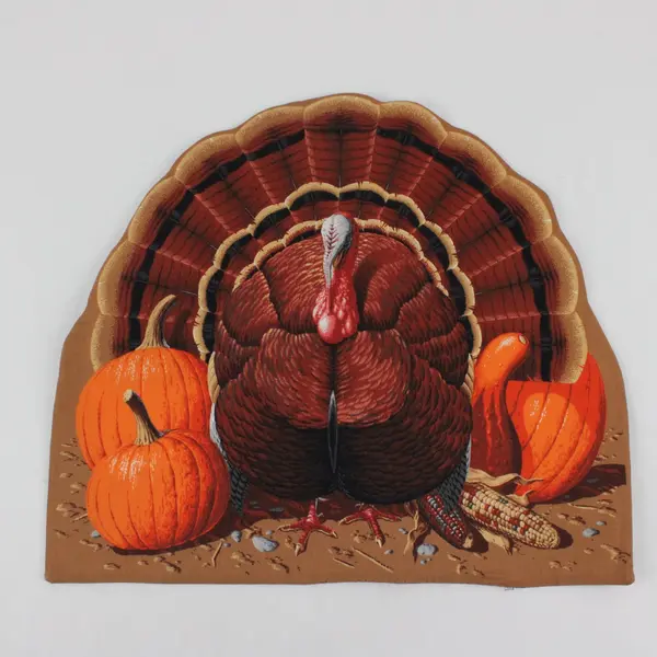 Set of 6 Handmade Thanksgiving Turkey Placemats 16.5 x 13 in