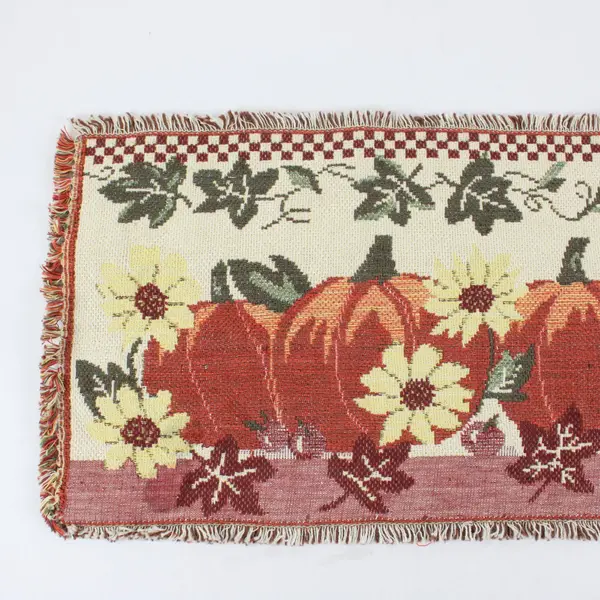 Thanksgiving Fall Floral Pumpkin Tapestry Table Runner 11.5x70