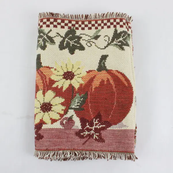 Thanksgiving Fall Floral Pumpkin Tapestry Table Runner 11.5x70