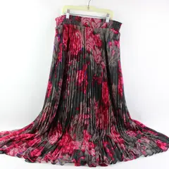 NWT White House Black Market Pink Gray Floral Pleated Maxi Skirt Size 10