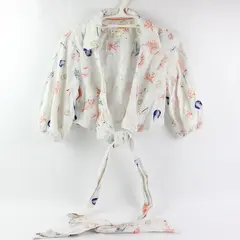 Maeve by Anthropologie Nautical Seashell Print Cropped Wrap Top Women's Medium