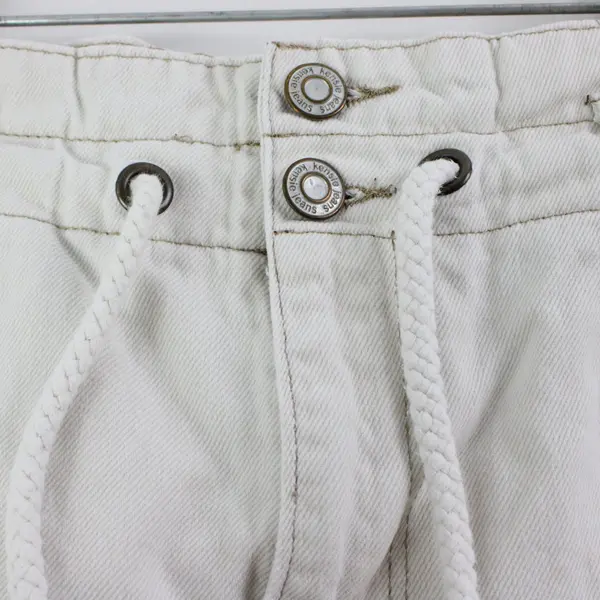 Kensie Off-White Wide-Leg Denim Drawstring Pants Women's 6