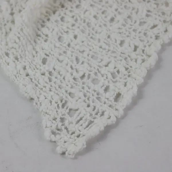 Women's White Crocheted Openwork Poncho One Size
