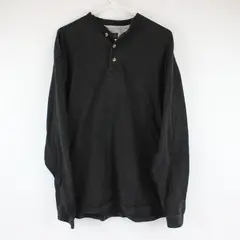 PURITAN Men's Solid Black Long Sleeve Henley Tee Size Large 100% Cotton