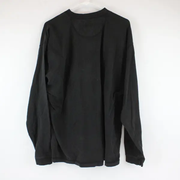 PURITAN Men's Solid Black Long Sleeve Henley Tee Size Large 100% Cotton