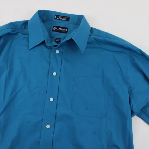 Stafford Essentials Blue Men's Dress Shirt Point Collar 17-17.5 34/35