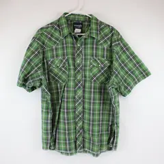 Wrangler Western Shirts Mens XXL Green Plaid Pearl Snap Button Short Sleeve