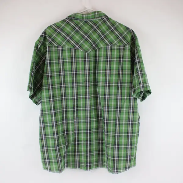 Wrangler Western Shirts Mens XXL Green Plaid Pearl Snap Button Short Sleeve