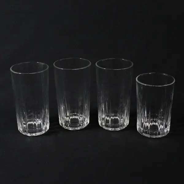 Lot of 4 Libbey Crisa Clear Glass Tumblers 4.5" and 5.5"