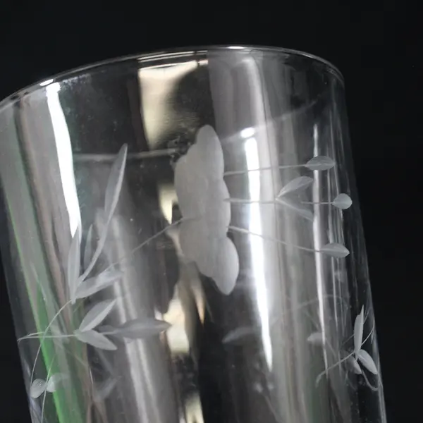 Set of 6 Princess House Heritage Etched Clear Glass Tumblers 5" FLAW