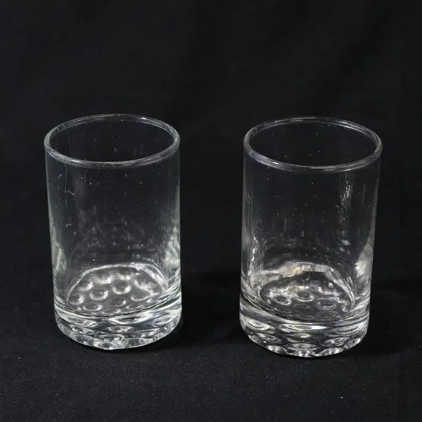 Lot of 2 Vintage Clear Bubble Bottom Juice Glasses 5 in 