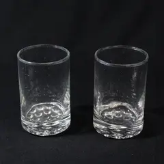 Lot of 2 Vintage Clear Bubble Bottom Juice Glasses 5 in 
