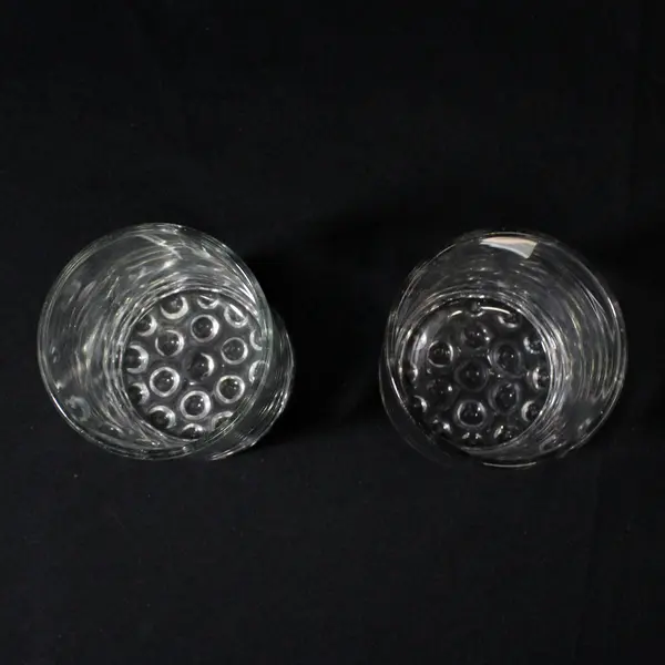 Lot of 2 Vintage Clear Bubble Bottom Juice Glasses 5 in 