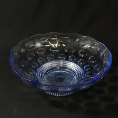 Vintage Bubble Blue Footed Salad Bowl 9in