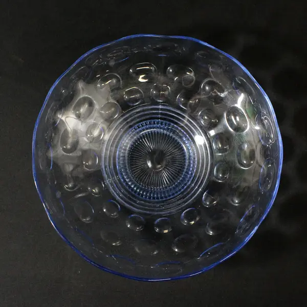 Vintage Bubble Blue Footed Salad Bowl 9in