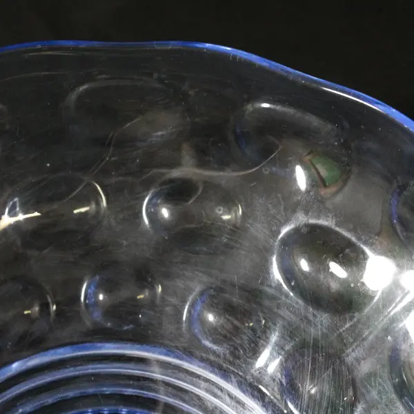 Vintage Bubble Blue Footed Salad Bowl 9in