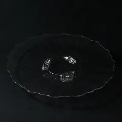 Vtg Clear Glass 14 Inch Paneled 3-Footed Cake Or Sandwich Plate Scalloped Rim