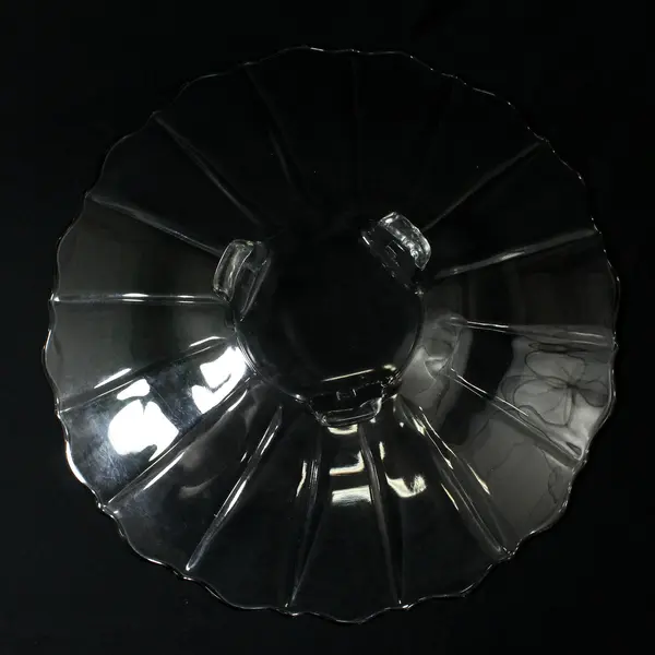 Vtg Clear Glass 14 Inch Paneled 3-Footed Cake Or Sandwich Plate Scalloped Rim