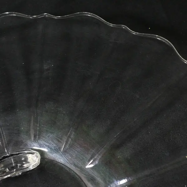Vtg Clear Glass 14 Inch Paneled 3-Footed Cake Or Sandwich Plate Scalloped Rim