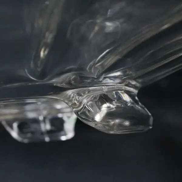 Vtg Clear Glass 14 Inch Paneled 3-Footed Cake Or Sandwich Plate Scalloped Rim