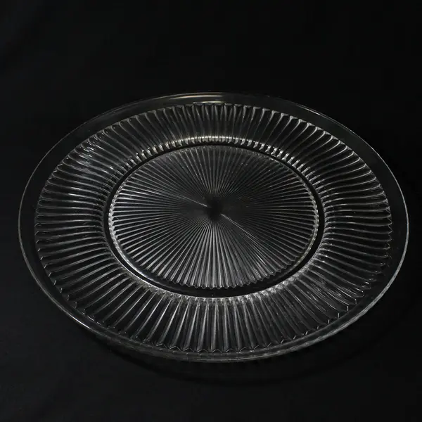 Vintage Heisey Clear Glass 14.5in Ribbed Cake Plate 
