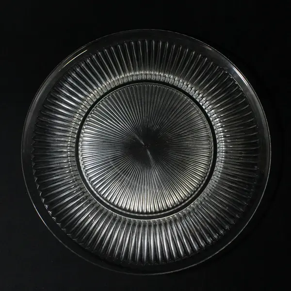 Vintage Heisey Clear Glass 14.5in Ribbed Cake Plate 
