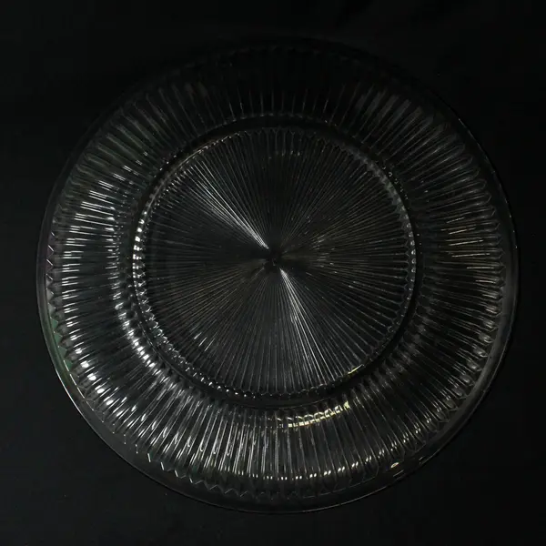 Vintage Heisey Clear Glass 14.5in Ribbed Cake Plate 