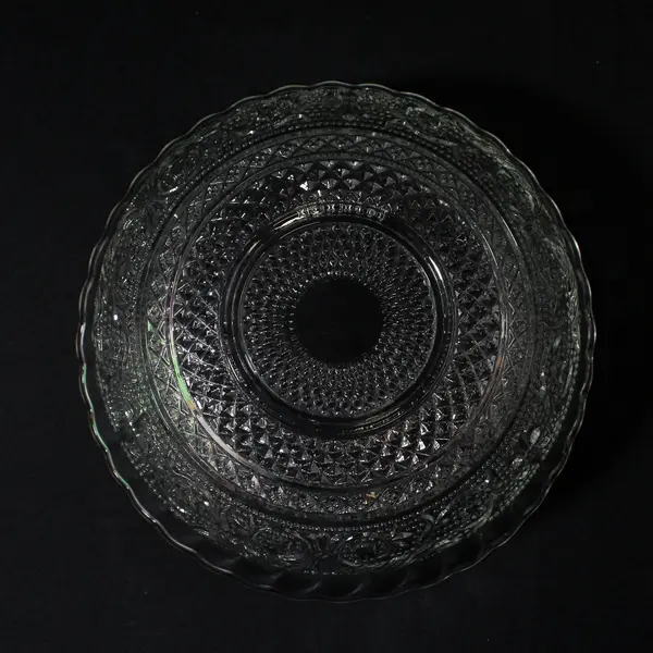 Vintage KIG Fleur De Lis Star Clear Glass Bowl 7.5"