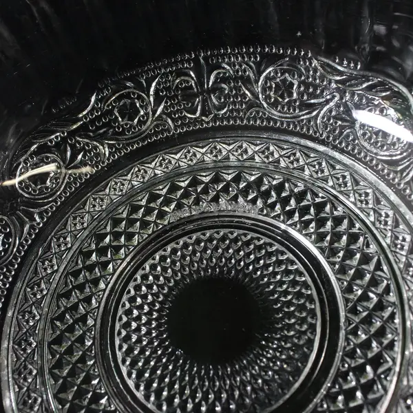 Vintage KIG Fleur De Lis Star Clear Glass Bowl 7.5"