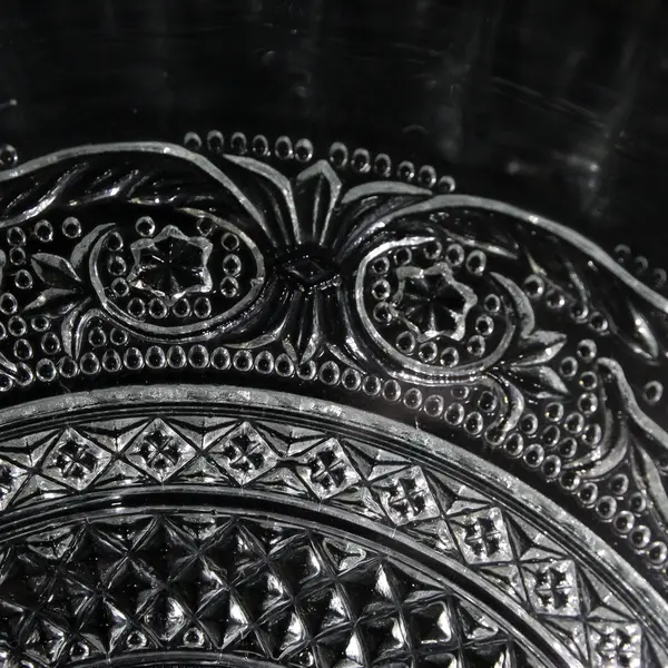 Vintage KIG Fleur De Lis Star Clear Glass Bowl 7.5"