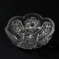 Antique McKee Wiltec Stars & Arches Pressed Glass Bowl 8.5"