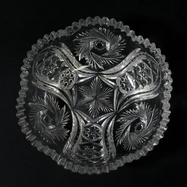 Antique McKee Wiltec Stars & Arches Pressed Glass Bowl 8.5"