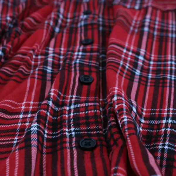 Sweet Butterfly Red Plaid Girls Collared Button Down Dress 3/4 Sleeve M (7/8)