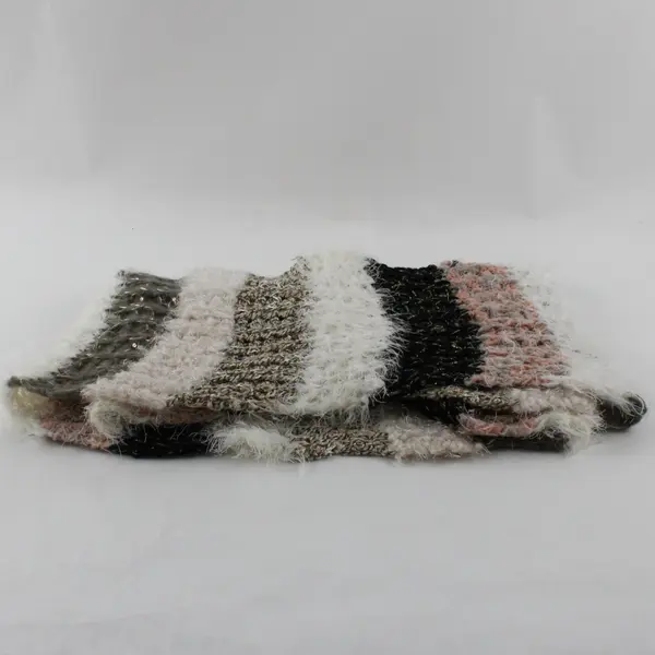 Maurices Infinity Loop Scarf Beige White Gray Black Pink Striped Metallic