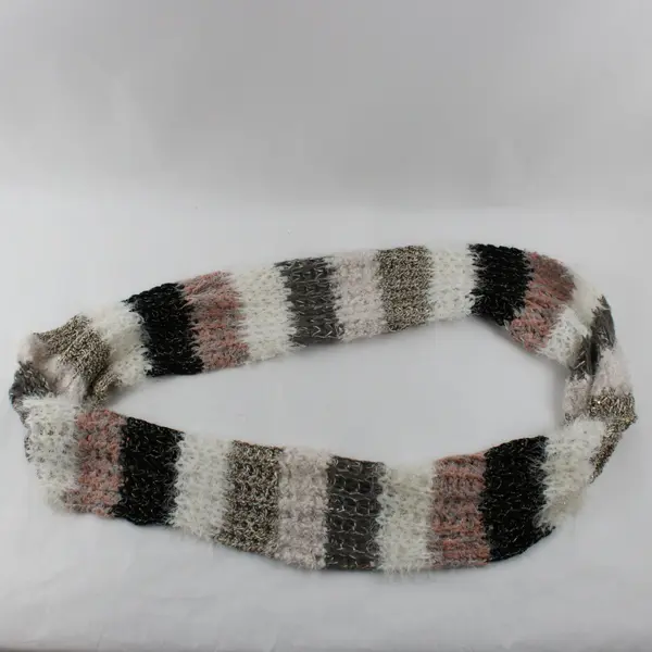 Maurices Infinity Loop Scarf Beige White Gray Black Pink Striped Metallic