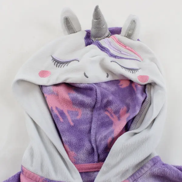 Girls Size M(7/8) Wonder Nation Unicorn 1 Pc Hooded Fleece Pajamas Pink Purple
