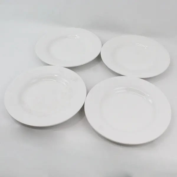  4 Tabletops Unlimited Barcelona White Round Dinner Plates By HD Designs 11"