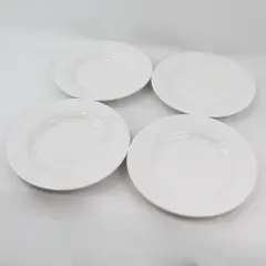  4 Tabletops Unlimited Barcelona White Round Dinner Plates By HD Designs 11"