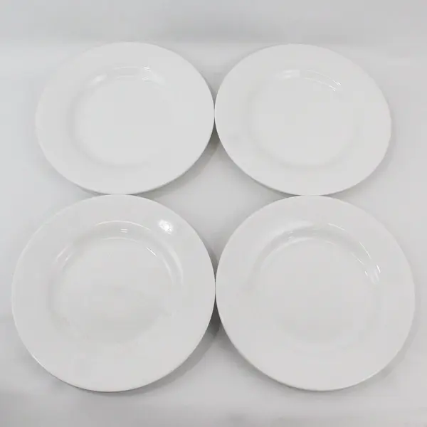  4 Tabletops Unlimited Barcelona White Round Dinner Plates By HD Designs 11"