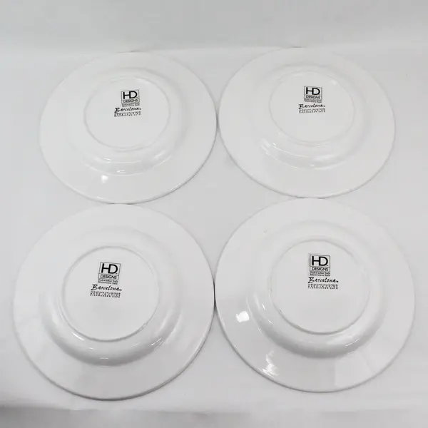  4 Tabletops Unlimited Barcelona White Round Dinner Plates By HD Designs 11"