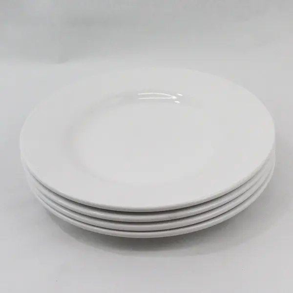  4 Tabletops Unlimited Barcelona White Round Dinner Plates By HD Designs 11"