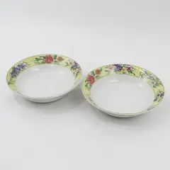 Set of 2 Furio Creme Brulee Floral Coupe Soup Bowls 7.5"