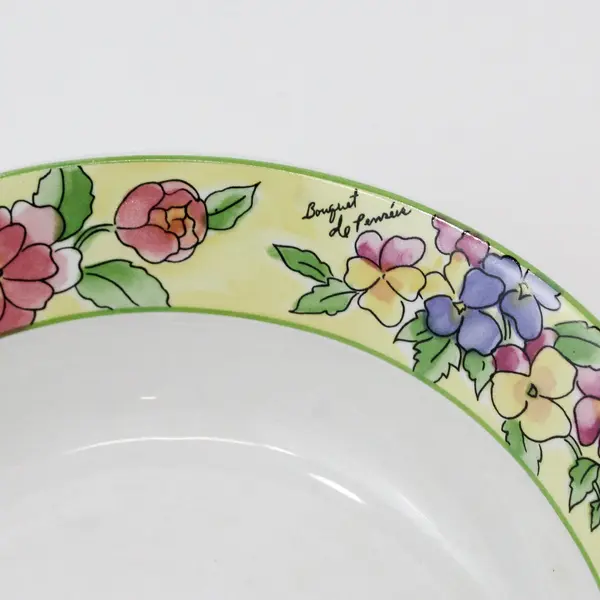 Set of 2 Furio Creme Brulee Floral Coupe Soup Bowls 7.5"