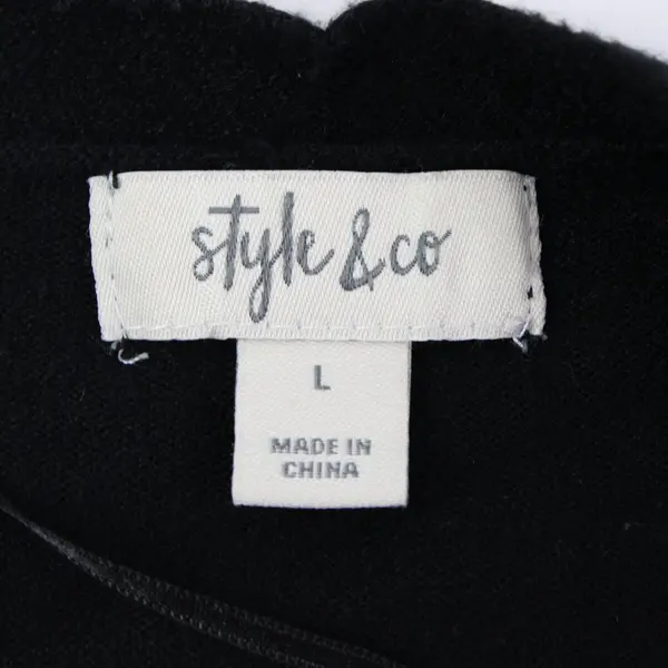 Style & Co Black Open Front Cardigan Women's Large