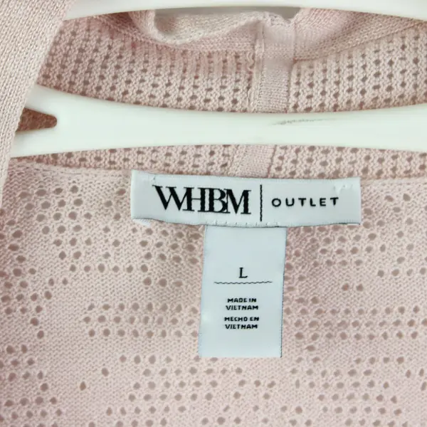 WHBM Outlet Pink Open-Front Lace Knit Long Sleeve Cardigan L